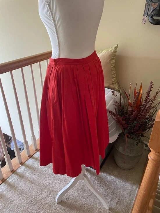 Brooks Brothers Vibrant Orange-Red Midi Button-Front Skirt -EUC - Picture 6 of 11